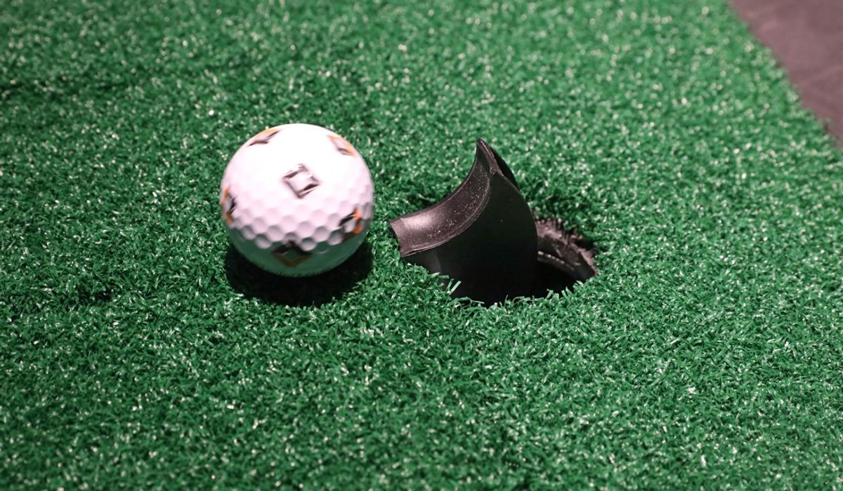 A simulator releases a golf ball and even sets it on a tee, at newly opened X-Golf Pittsford located in the Pittsford Plaza Wednesday, Nov. 6, 2024.