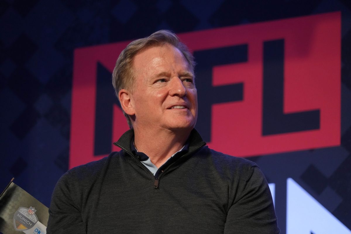 Nov 9, 2024; Munich, Germany; NFL commissioner Roger Goodell during NFL Live Munich at Augustiner-Keller. Mandatory Credit: Kirby Lee-Imagn Images