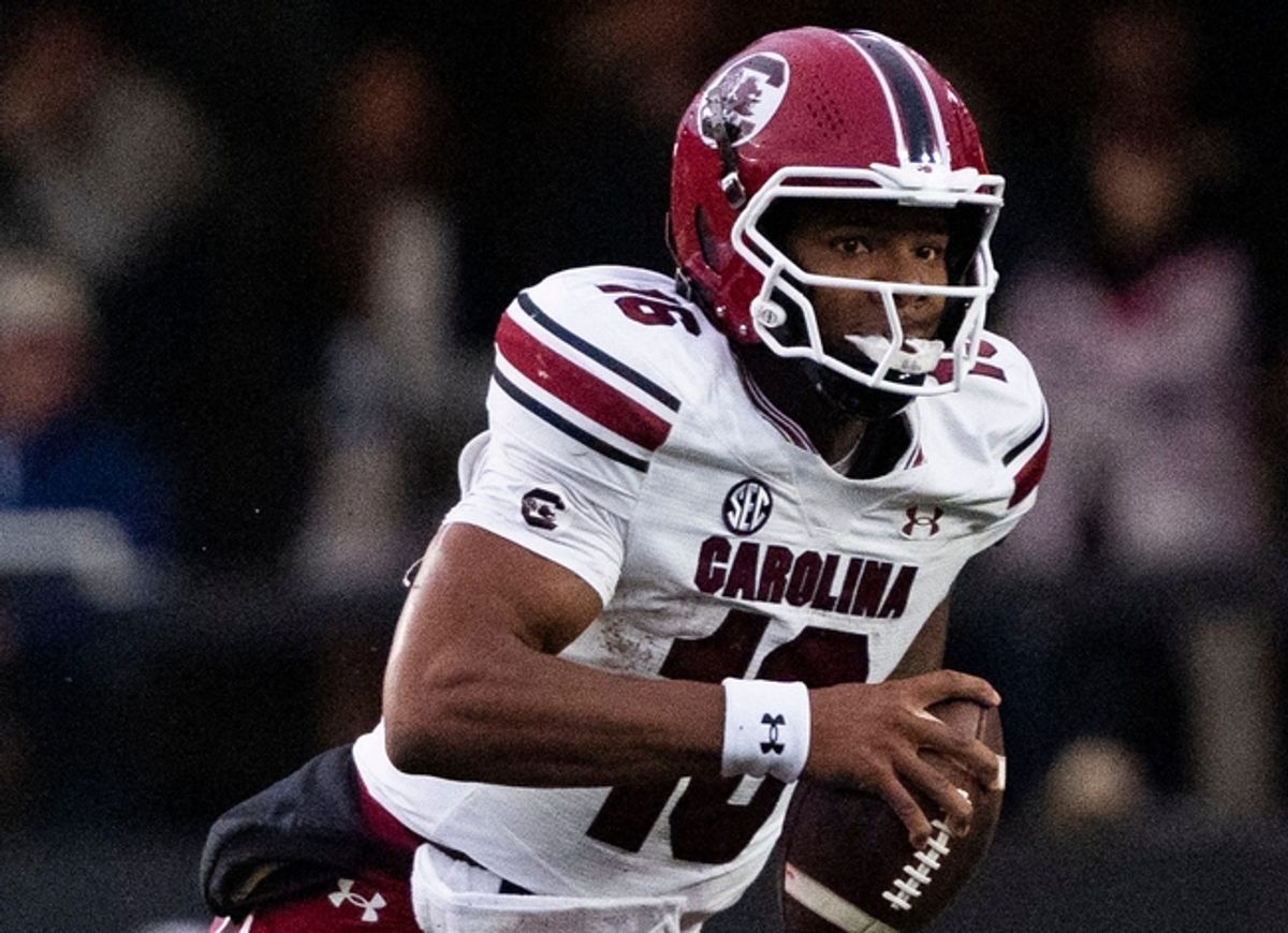 South Carolina Gamecocks quarterback LaNorris Sellers (16) runs against Vanderbilt Commodores’s defense during the first half at FirstBank Stadium in Nashville, Tenn., Saturday, Nov. 9, 2024.