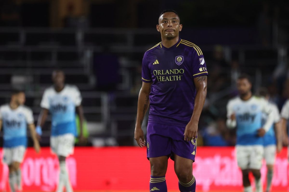 Nov 9, 2024; Orlando, Florida, USA; Orlando City midfielder Wilder Cartagena (16) reacts in the second half against the Charlotte FC in a 2024 MLS Cup Playoffs Round One match at Inter&Co Stadium. Mandatory Credit: Kim Klement Neitzel-Imagn Images