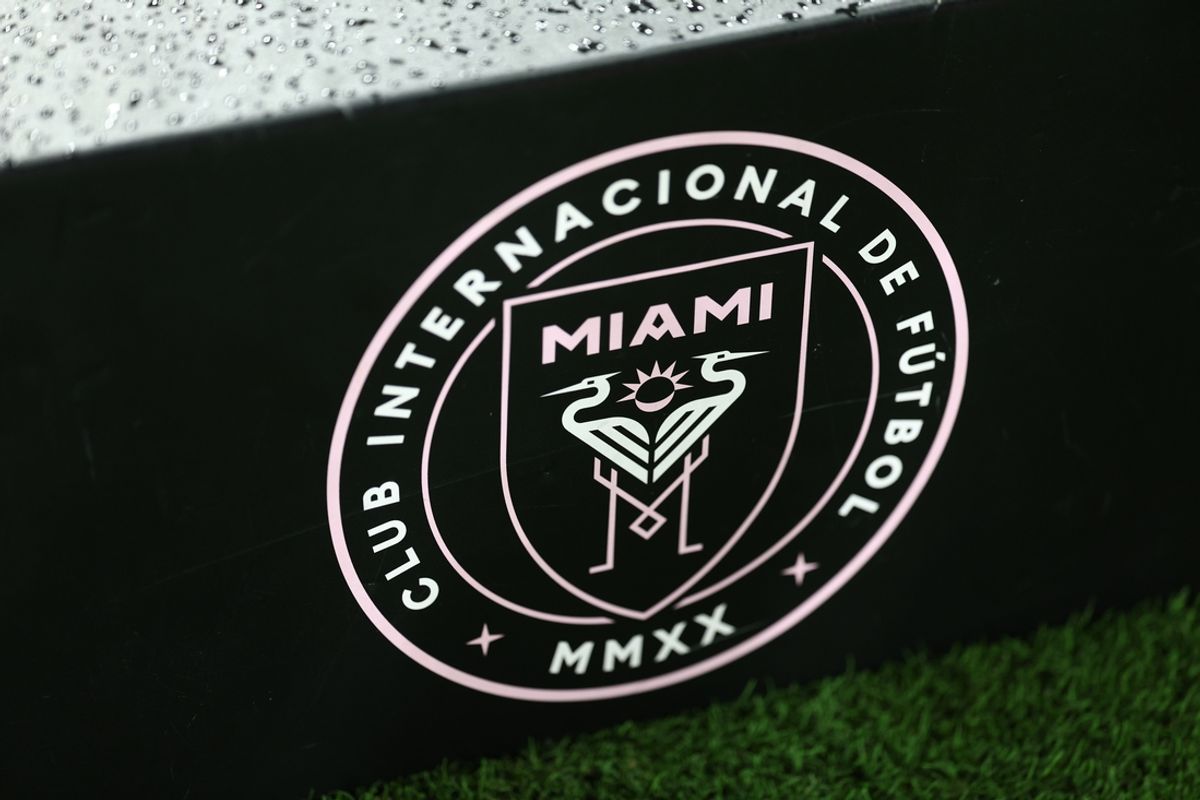 Nov 9, 2024; Fort Lauderdale, Florida, USA; Detailed view of Inter Miami FC logo before thematic against the Atlanta United FC in a 2024 MLS Cup Playoffs Round One match at Chase Stadium. Mandatory Credit: Nathan Ray Seebeck-Imagn Images