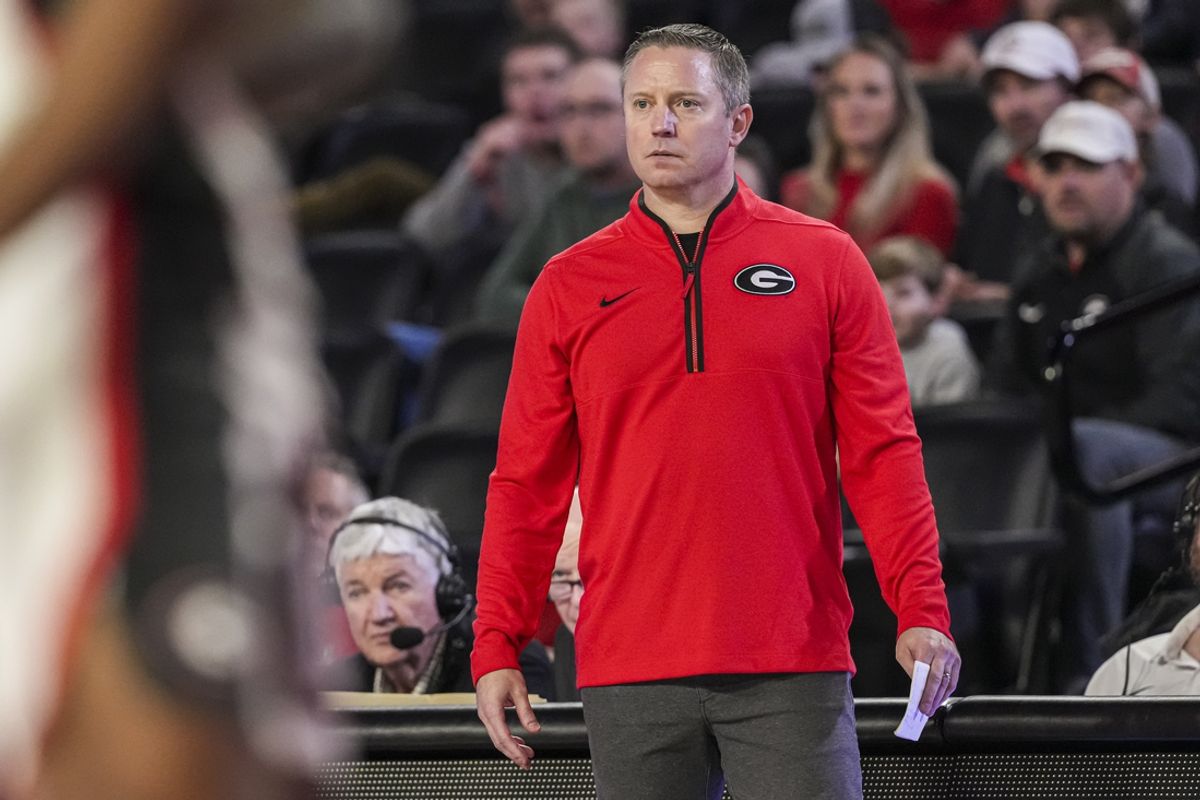 Nov 10, 2024; Athens, Georgia, USA; Georgia Bulldogs head coach Mike White reacting on the bench during the game against the Texas Southern Tigers at Stegeman Coliseum. Mandatory Credit: Dale Zanine-Imagn Images