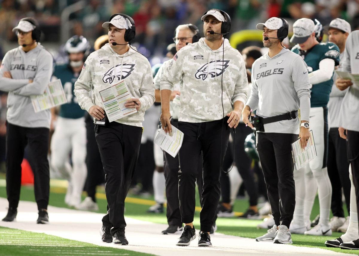 Eagles offensive coordinator Kellen Moore spent one season with head coach Nick Sirianni. After Sunday's Super Bowl, he's expected to be named head coach of the Saints. Mandatory Credit: Tim Heitman-Imagn Images