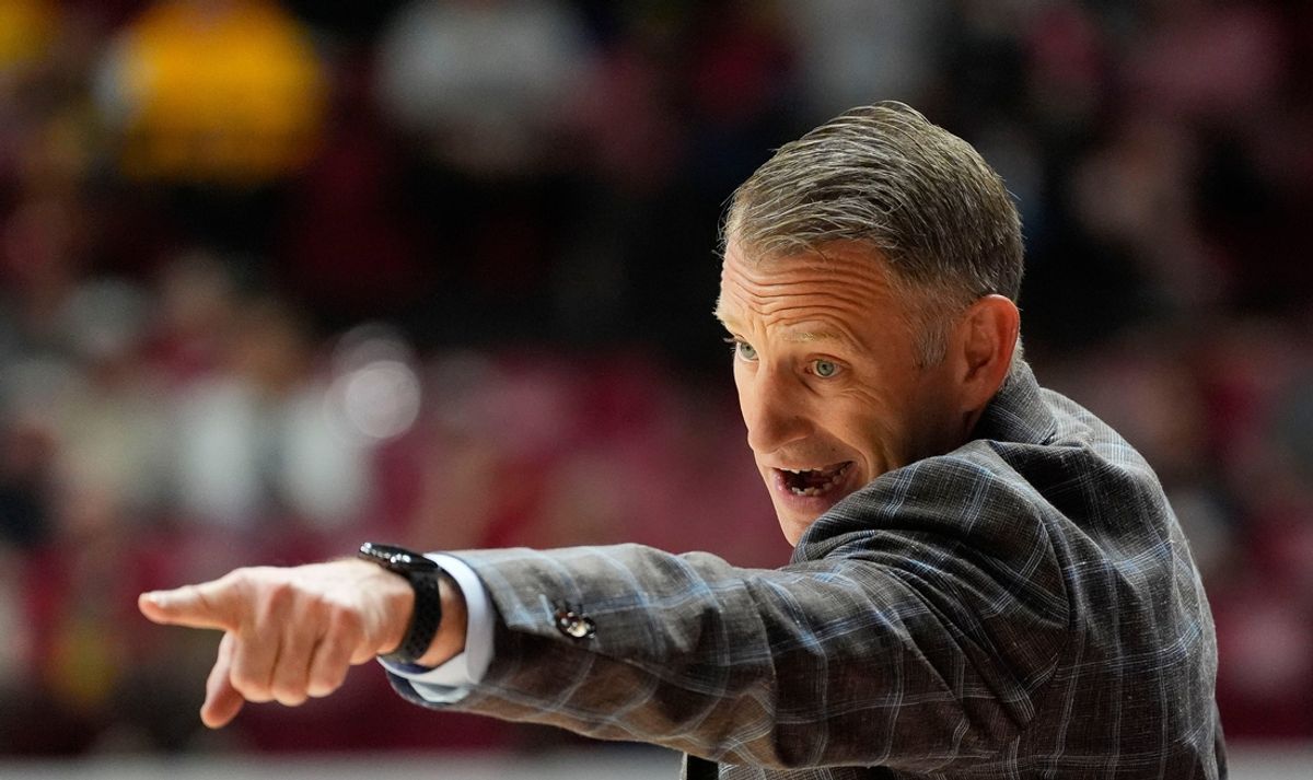 Nov 11, 2024; Tuscaloosa, AL, USA; Alabama head coach Nate Oats directs his players at Coleman Coliseum. Alabama defeated McNeese 72-64. Mandatory Credit: Gary Cosby Jr.-Tuscaloosa News