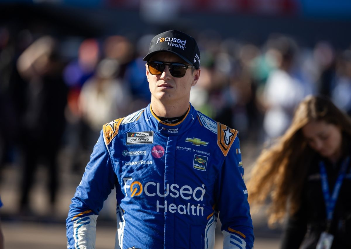 Nov 9, 2024; Avondale, Arizona, USA; NASCAR Cup Series driver Zane Smith during qualifying for the Championship race at Phoenix Raceway. Mandatory Credit: Mark J. Rebilas-Imagn Images
