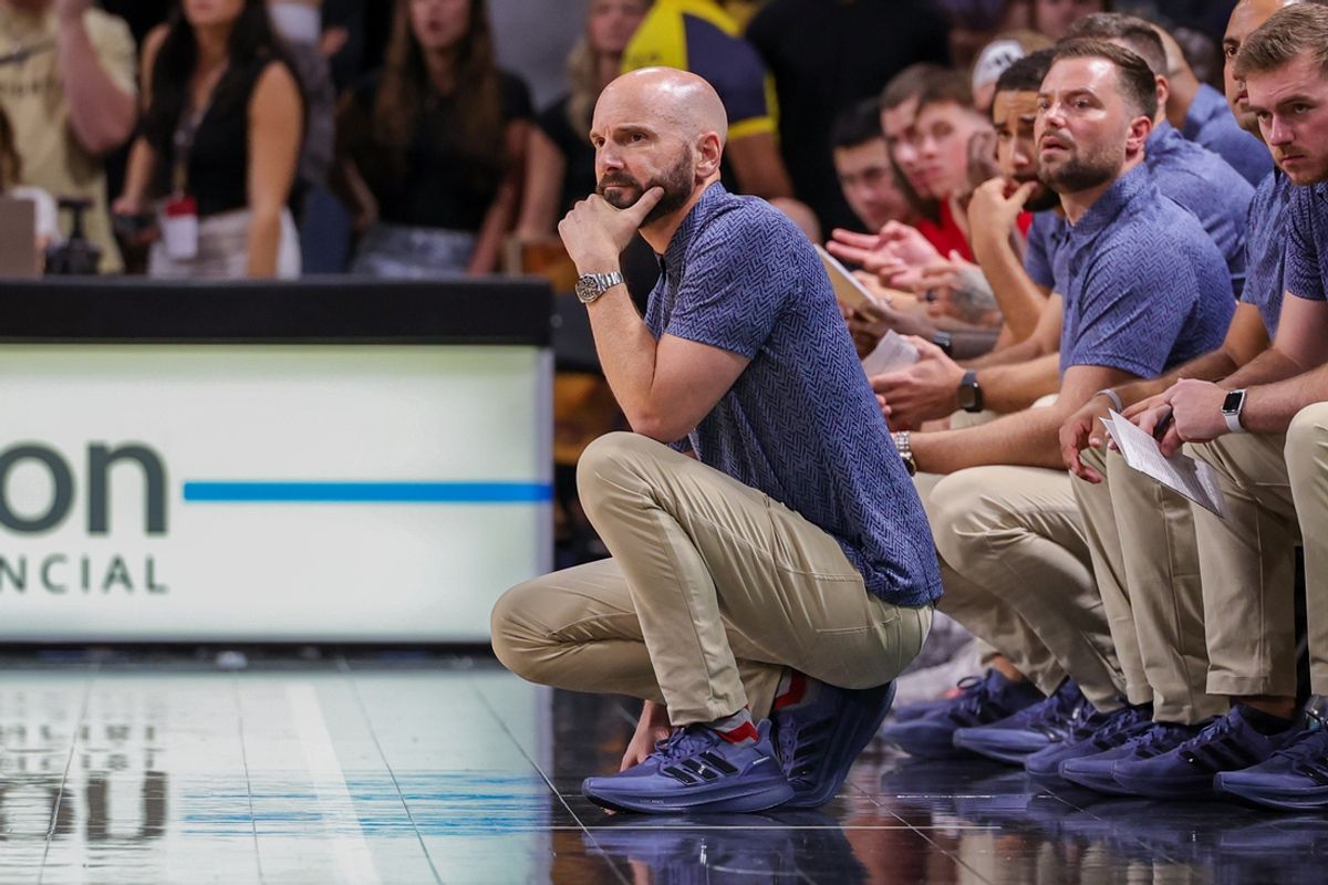 Nov 12, 2024; Orlando, Florida, USA; Florida Atlantic Owls head coach John Jakus looks on during the second half against the UCF Knights at Addition Financial Arena. Mandatory Credit: Mike Watters-Imagn Images