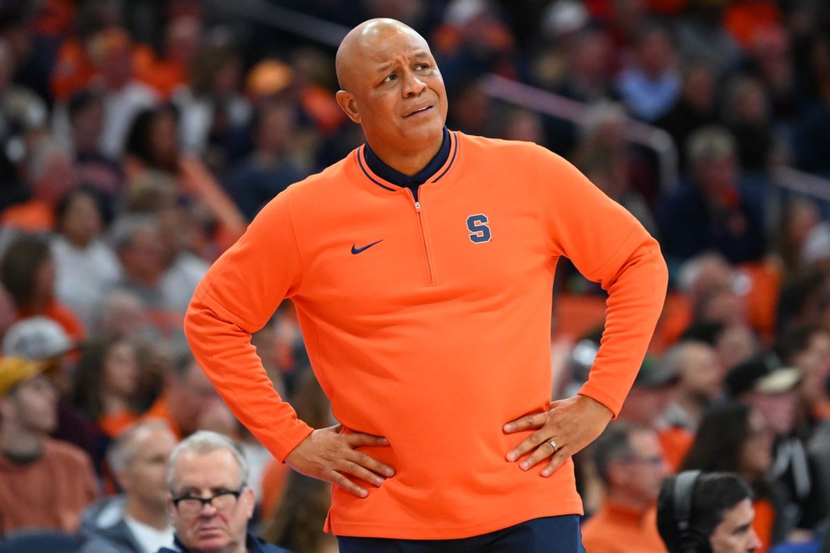 Nov 12, 2024; Syracuse, New York, USA; Syracuse Orange head coach Adrian Autry reacts to a play against the Colgate Raiders during the second half at the JMA Wireless Dome. Mandatory Credit: Rich Barnes-Imagn Images