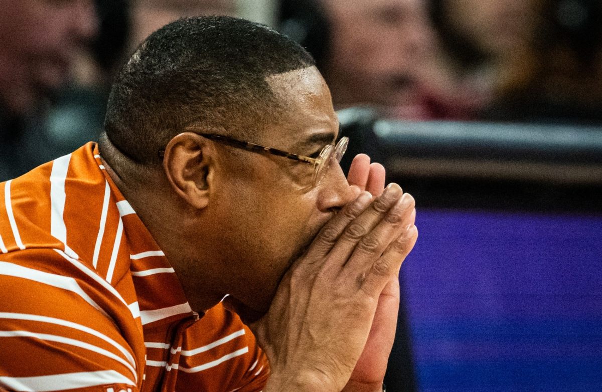 Texas Longhorns head coach Rodney Terry coaches his players in the second half of the Longhorns' game against the Chicago State Cougars at the Moody Center in Austin, Nov. 12, 2024.