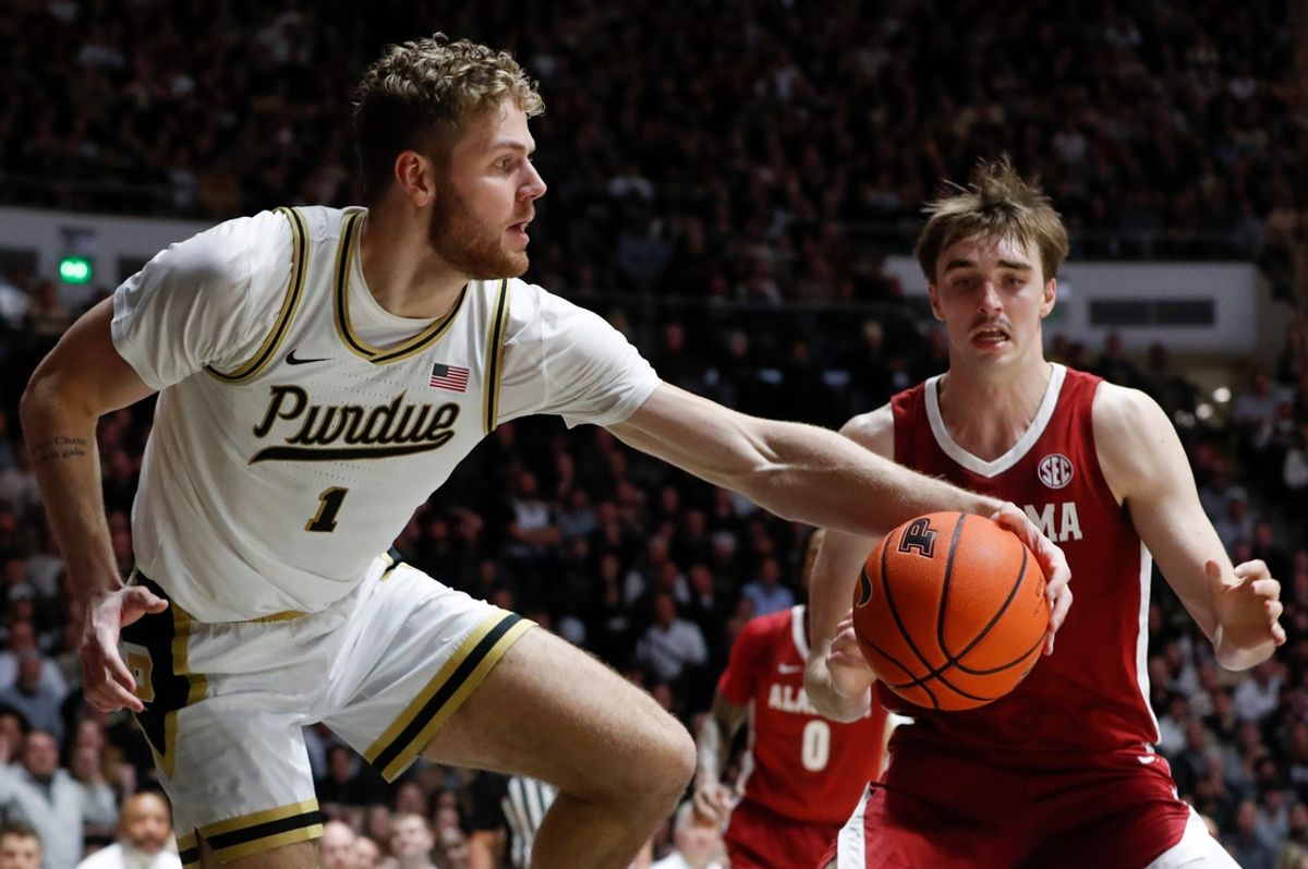 Friday, Nov. 15, 2024, during the NCAA men’s basketball game at Mackey Arena in West Lafayette, Ind. Purdue Boilermakers won 87-78.