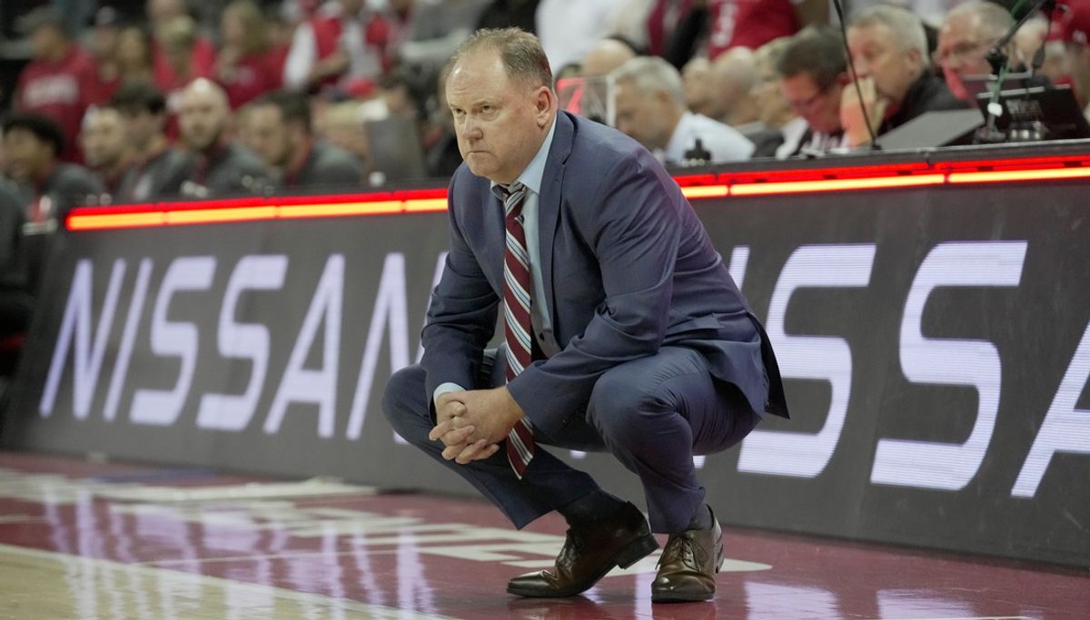 Wisconsin head coach Greg Gard is shown during the second half of their game Friday, November 15, 2024 at the Kohl Center in Madison, Wisconsin.Unranked Wisconsin upset Arizona 103-88.