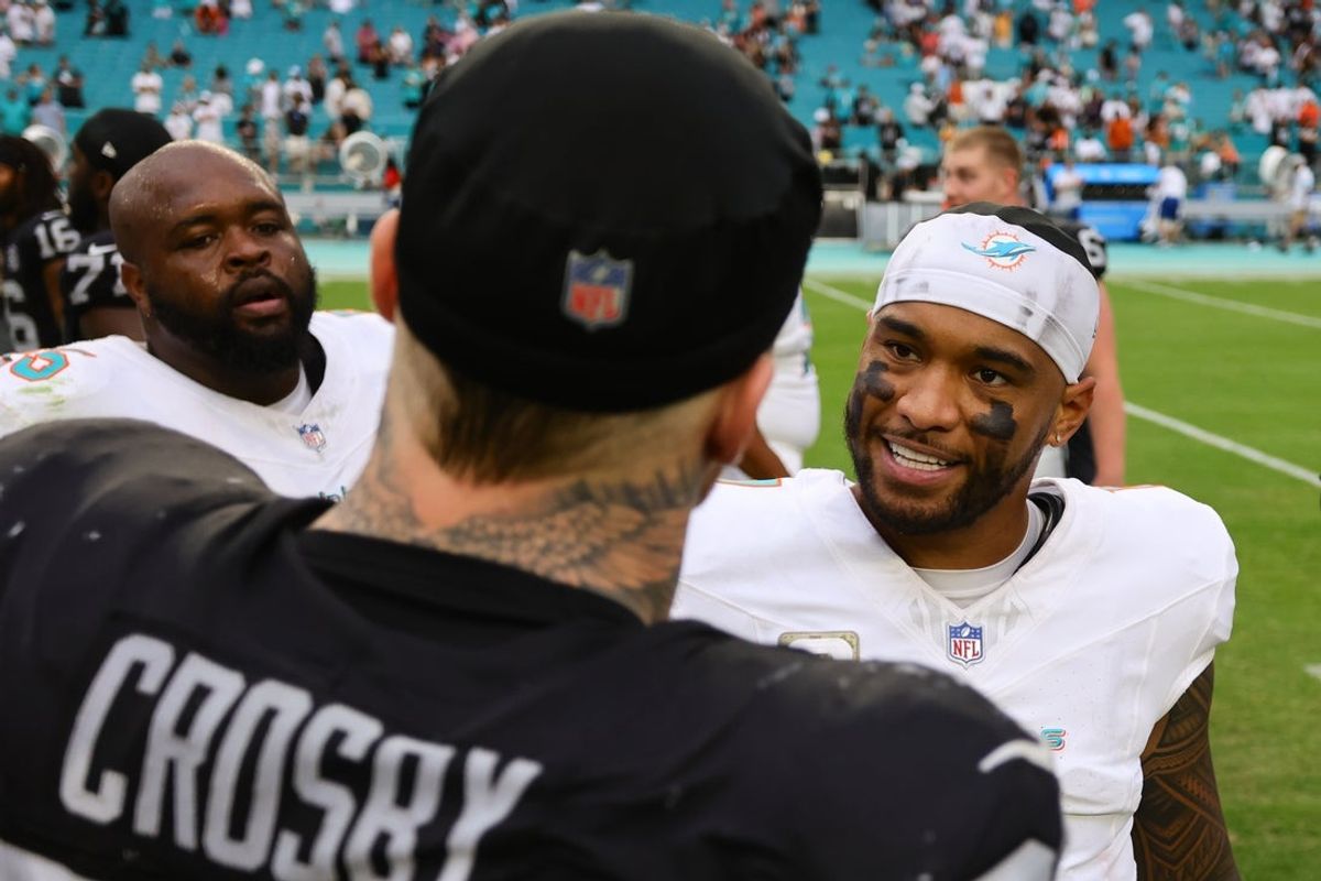 Dolphins quarterback Tua Tagovailoa and Las Vegas Raiders defensive end Maxx Crosby could be on the move this offseason. Mandatory Credit: Sam Navarro-Imagn Images