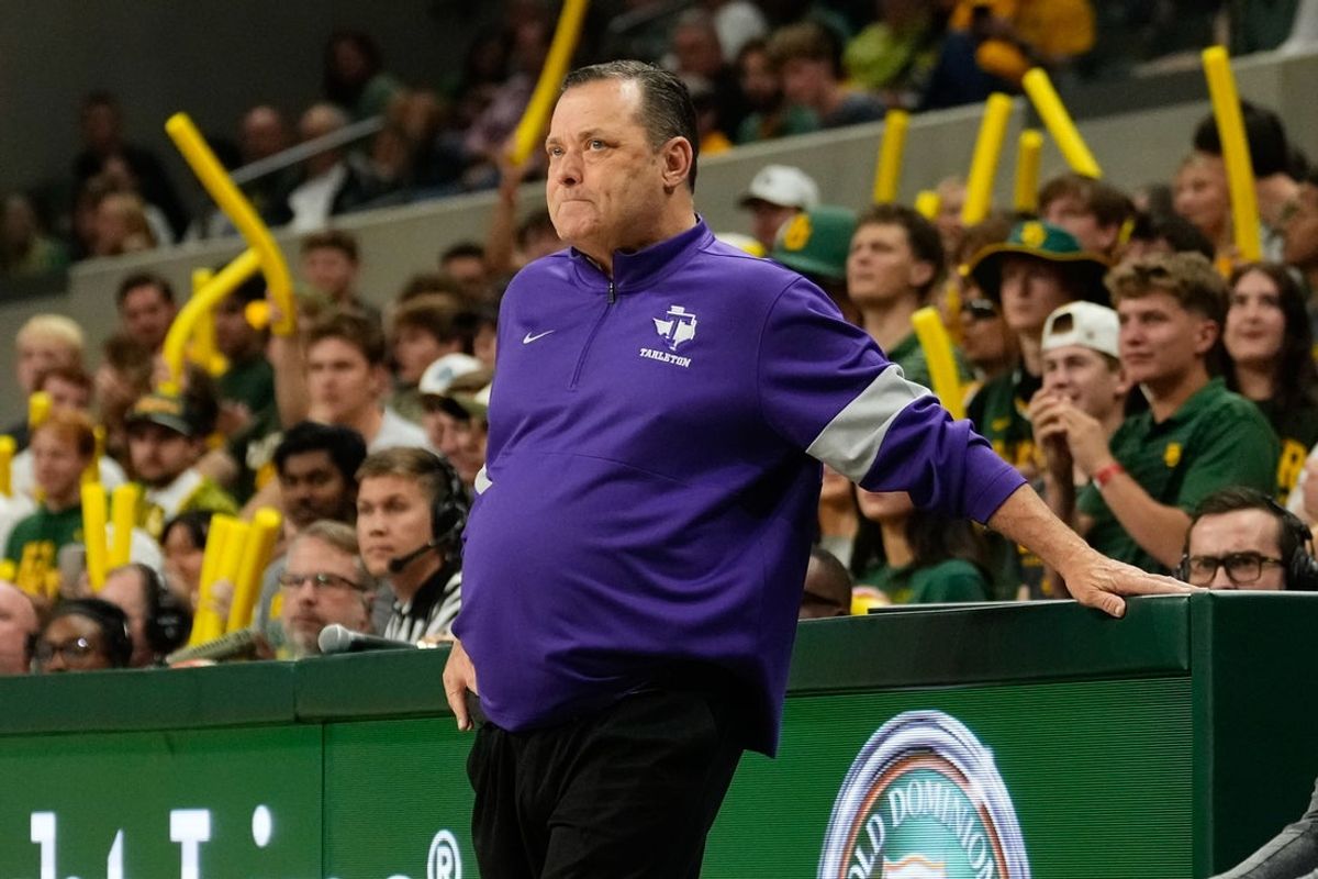 Nov 17, 2024; Waco, Texas, USA; Tarleton Texans head coach Billy Gillispie looks on against the Baylor Bears during the first half at Paul and Alejandra Foster Pavilion. Mandatory Credit: Chris Jones-Imagn Images
