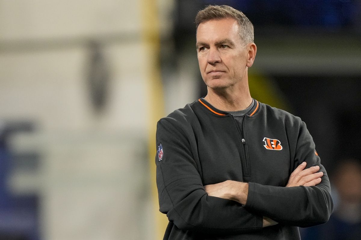 Nov 17, 2024; Inglewood, CA, USA; Cincinnati Bengals defensive coordinator Lou Anarumo watches during warmups before the NFL Week 11 game between the Los Angeles Chargers and the Cincinnati Bengals at SoFi Stadium in Inglewood, Calif., on Sunday, Nov. 17, 2024. Mandatory Credit: Sam Greene/USA TODAY Network via Imagn Images