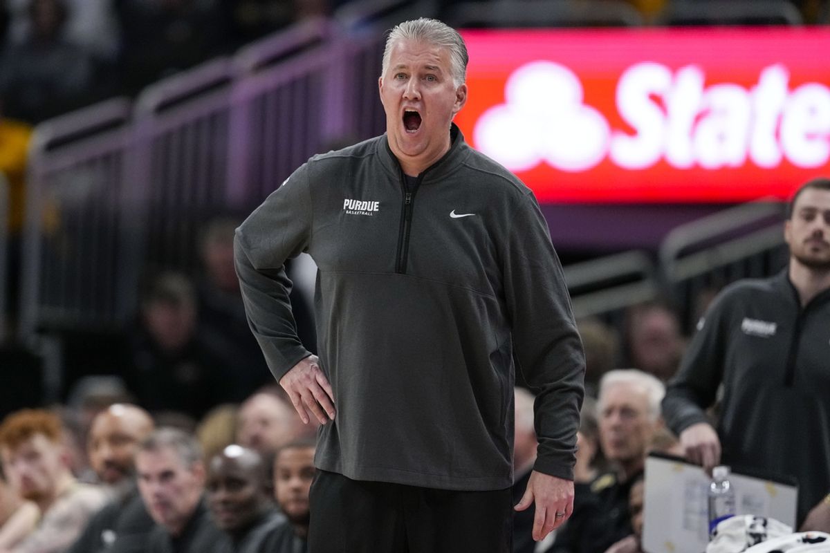 Nov 19, 2024; Milwaukee, Wisconsin, USA;  Purdue Boilermakers head coach Matt Painter calls out during the first half against the Marquette Golden Eagles at Fiserv Forum. Mandatory Credit: Jeff Hanisch-Imagn Images