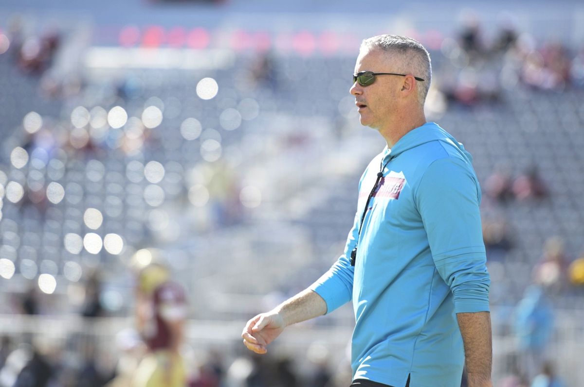 Nov 23, 2024; Tallahassee, Florida, USA; Florida State Seminoles head coach Mike Norvell before the game against the Charleston Southern Buccaneers at Doak S. Campbell Stadium. Mandatory Credit: Melina Myers-Imagn Images