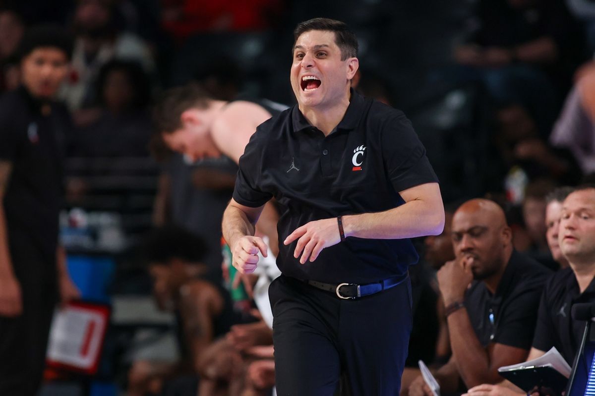 Nov 23, 2024; Atlanta, Georgia, USA; Cincinnati Bearcats head coach Wes Miller on the sideline against the Georgia Tech Yellow Jackets in the first half at McCamish Pavilion. Mandatory Credit: Brett Davis-Imagn Images