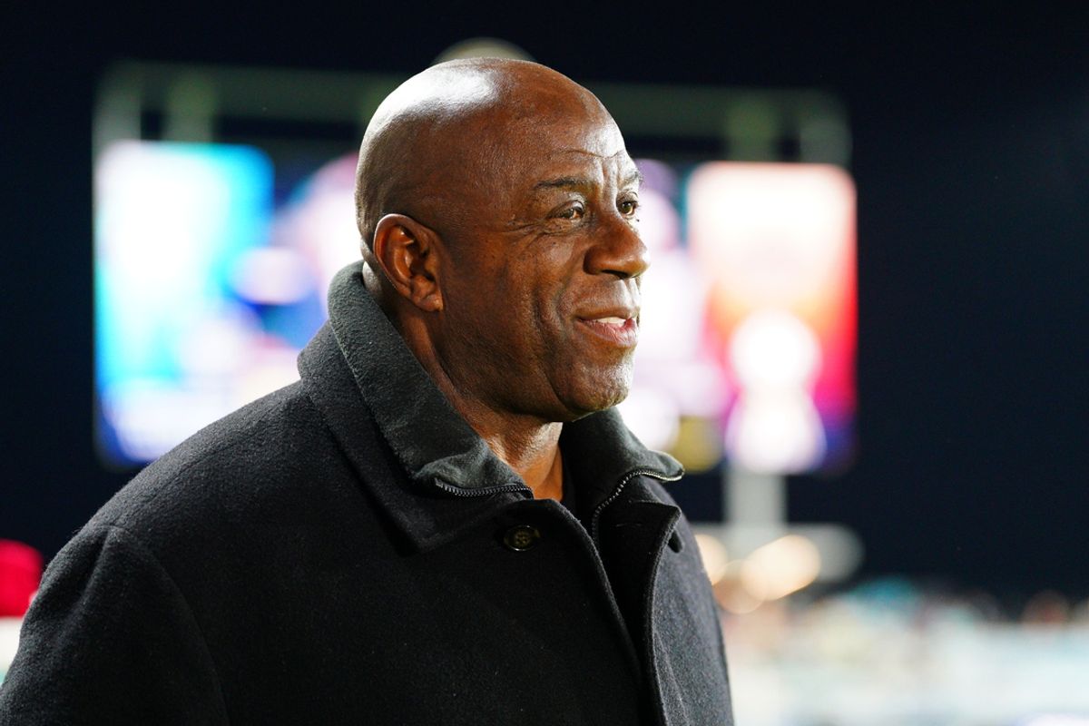 Nov 23, 2024; Kansas City, Missouri, USA; Magic Johnson attends the 2024 NWSL Championship match at CPKC Stadium. Mandatory Credit: Denny Medley-Imagn Images