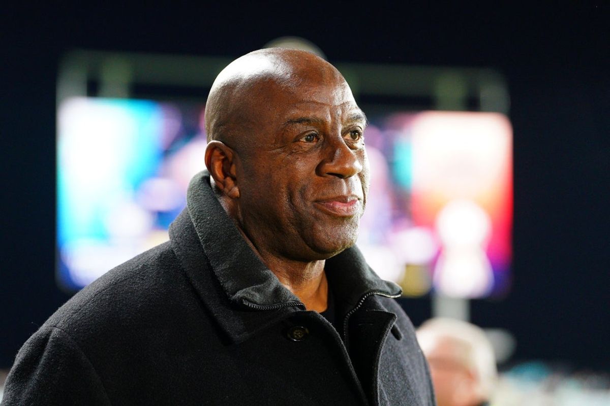 Nov 23, 2024; Kansas City, Missouri, USA; Magic Johnson attends the 2024 NWSL Championship match at CPKC Stadium. Mandatory Credit: Denny Medley-Imagn Images