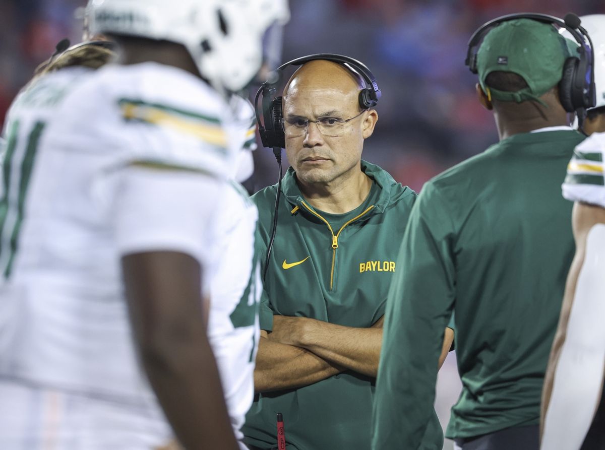 Nov 23, 2024; Houston, Texas, USA; Baylor Bears head coach Dave Aranda on the field during the fourth quarter against the Houston Cougars at TDECU Stadium. Mandatory Credit: Troy Taormina-Imagn Images