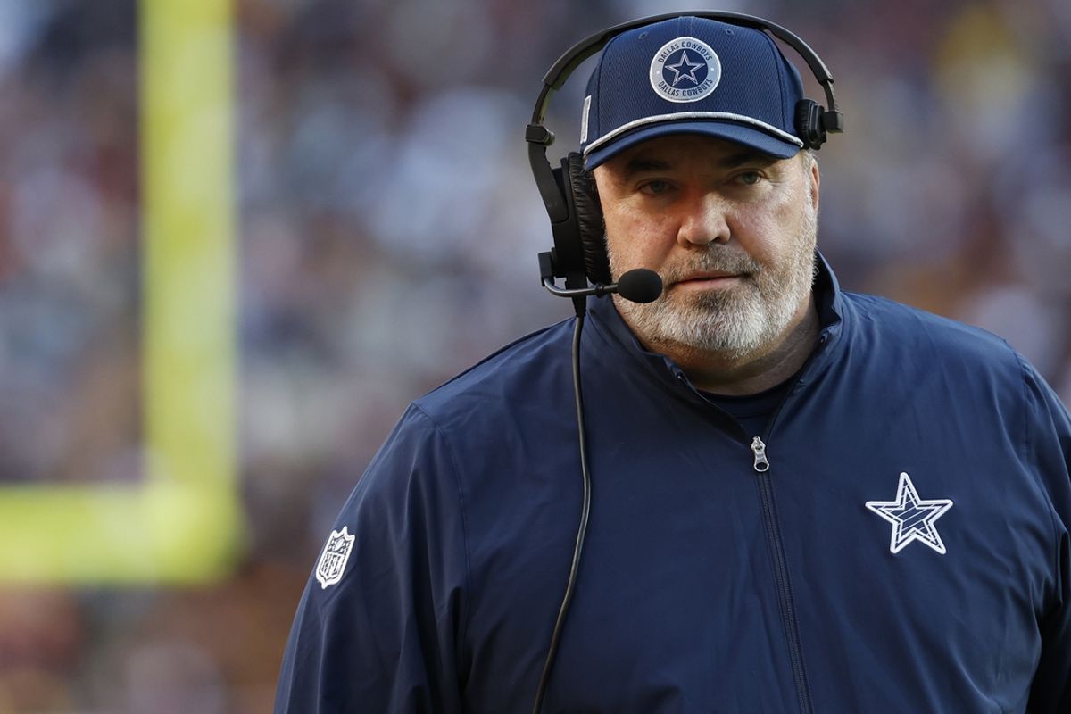 Nov 24, 2024; Landover, Maryland, USA; Dallas Cowboys  head coach Mike McCarthy stands on the sidelines against the Washington Commanders during the third quarter at Northwest Stadium. Mandatory Credit: Geoff Burke-Imagn Images