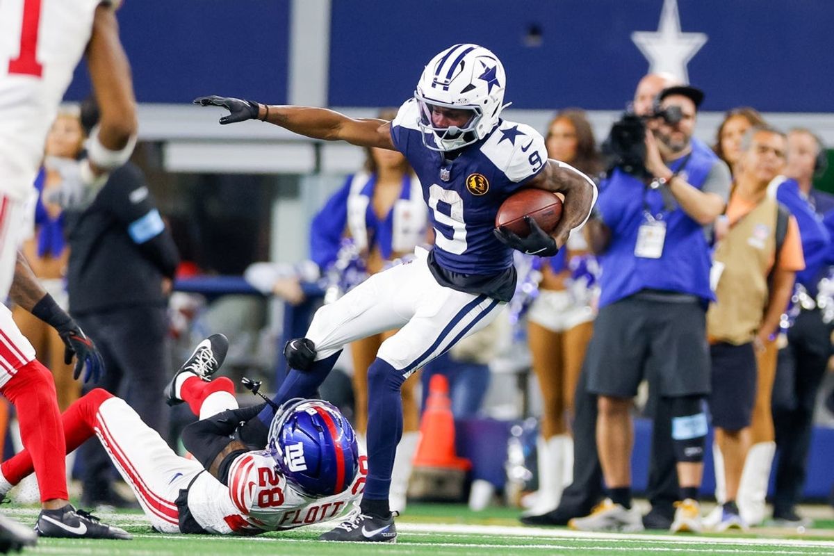 Nov 28, 2024; Arlington, Texas, USA; Dallas Cowboys wide receiver KaVontae Turpin (9) makes a reception during the third quarter against the New York Giants at AT&T Stadium. Mandatory Credit: Andrew Dieb-Imagn Images