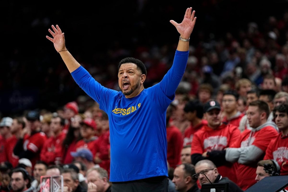 Pittsburgh Panthers head coach Jaff Capel III watches during the first half of the NCAA men's basketball game against the Ohio State Buckeyes at Value City Arena in Columbus on Friday, Nov. 29, 2024.