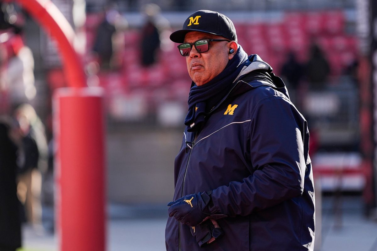 Michigan athletic director Warde Manuel looks on during warm up before the game between Ohio State and Michigan at Ohio Stadium in Columbus, Ohio on Saturday, Nov. 30, 2024.
