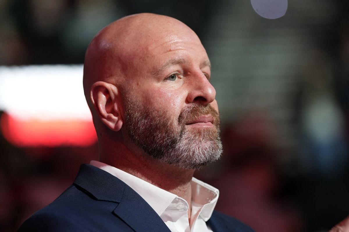 Dec 6, 2024; Portland, Oregon, USA; Portland Trail Blazers general manager Joe Cronin looks on before the game against the Utah Jazz at Moda Center. Mandatory Credit: Soobum Im-Imagn Images