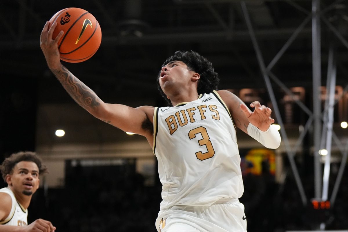 Dec 7, 2024; Boulder, Colorado, USA; Colorado Buffaloes guard Julian Hammond III (3) shoots the ball in the second half against the Colorado State Rams at CU Events Center. Mandatory Credit: Ron Chenoy-Imagn Images