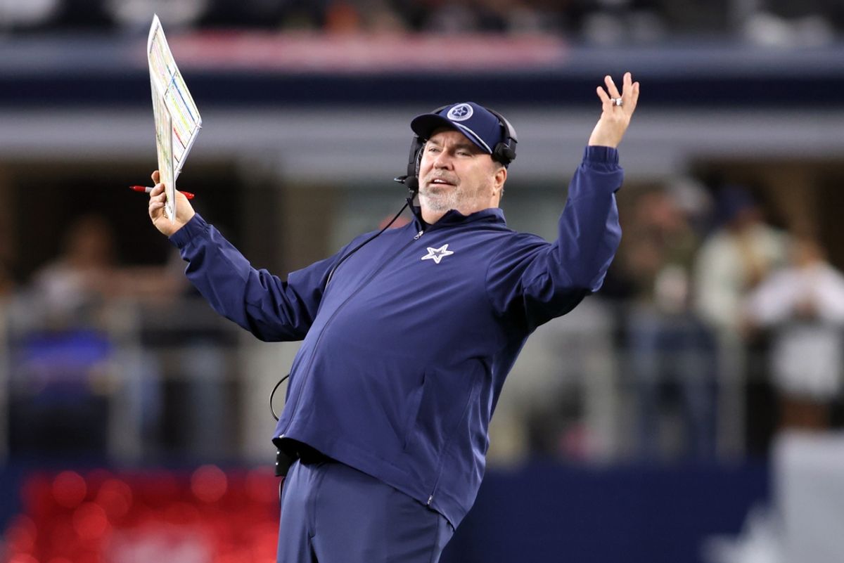 Dec 9, 2024; Arlington, Texas, USA; Dallas Cowboys head coach Mike McCarthy reacts after a play against the Cincinnati Bengals at AT&T Stadium. Mandatory Credit: Tim Heitman-Imagn Images