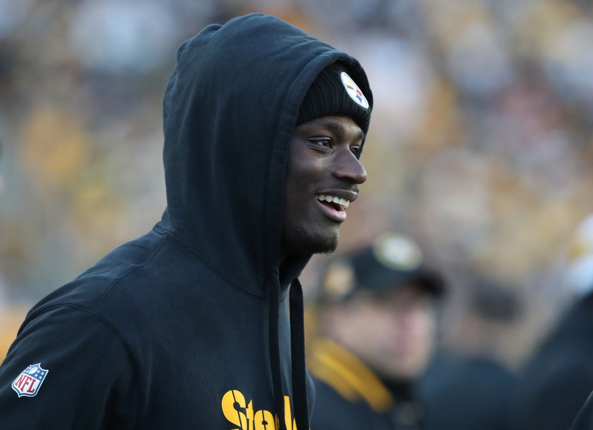 Dec 8, 2024; Pittsburgh, Pennsylvania, USA;  Pittsburgh Steelers wide receiver George Pickens (14) reacts on the sidelines against the Cleveland Browns during the third quarter at Acrisure Stadium. Mandatory Credit: Charles LeClaire-Imagn Images