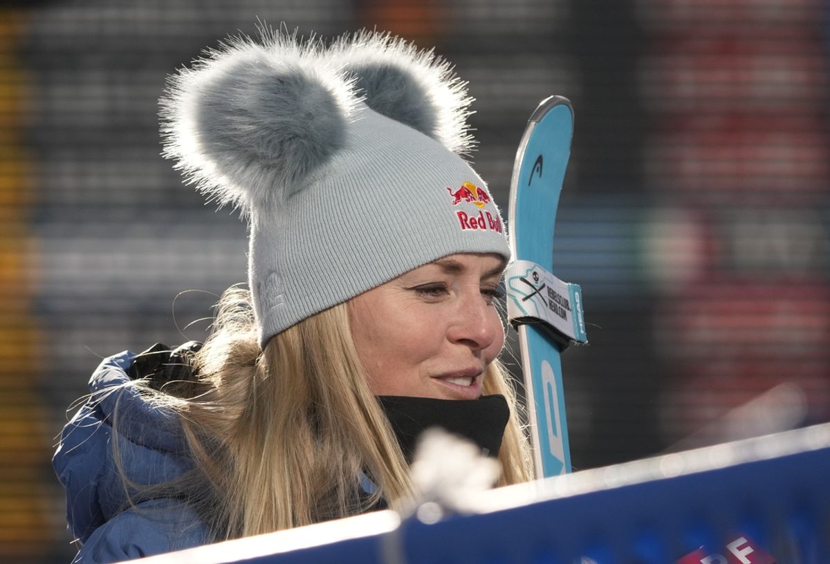 Dec 11, 2024; Beaver Creek, CO, USA; Lindsey Vonn of the United States in the finish area after completing the course as a forerunner during women's downhill training for the 2024 Stifel Birds of Prey Audi FIS alpine skiing World Cup at Birds of Prey. Mandatory Credit: Michael Madrid-Imagn Images