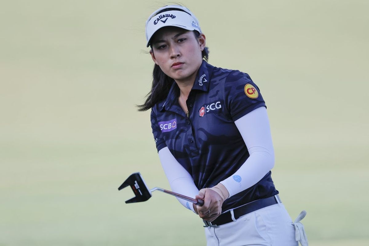 Dec 13, 2024; Naples, Florida, USA;  Jeeno Thitikul putts on the 18th green during the first round of the Grant Thornton Invitational at Tiburon Golf Club. Mandatory Credit: Reinhold Matay-Imagn Images