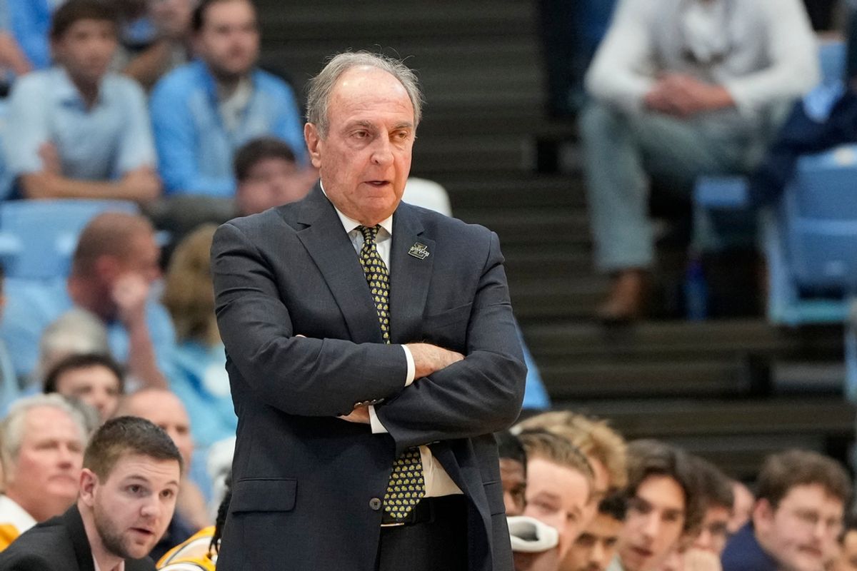 Dec 14, 2024; Chapel Hill, North Carolina, USA; La Salle Explorers head coach Fran Dunphy in the first half at Dean E. Smith Center. Mandatory Credit: Bob Donnan-Imagn Images