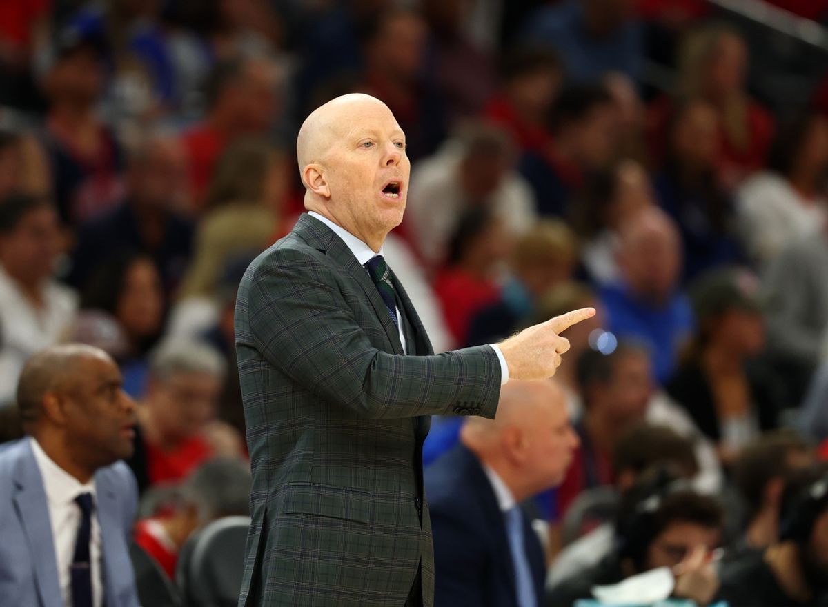Dec 14, 2024; Phoenix, Arizona, USA; UCLA Bruins head coach Mick Cronin against the Arizona Wildcats at Footprint Center. Mandatory Credit: Mark J. Rebilas-Imagn Images