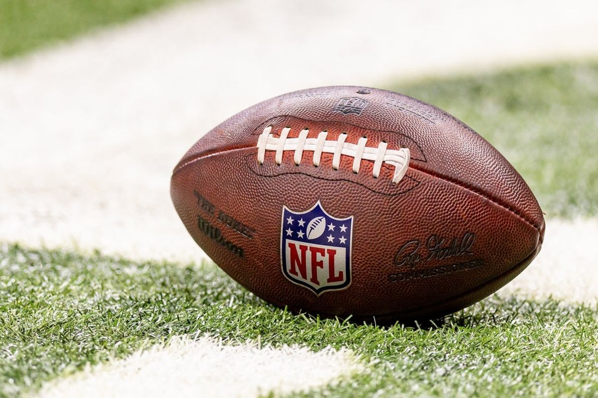 Dec 15, 2024; New Orleans, Louisiana, USA;  Detailed view of a NFL football during warmups before the game between the New Orleans Saints and the Washington Commanders at Caesars Superdome. Mandatory Credit: Stephen Lew-Imagn Images
