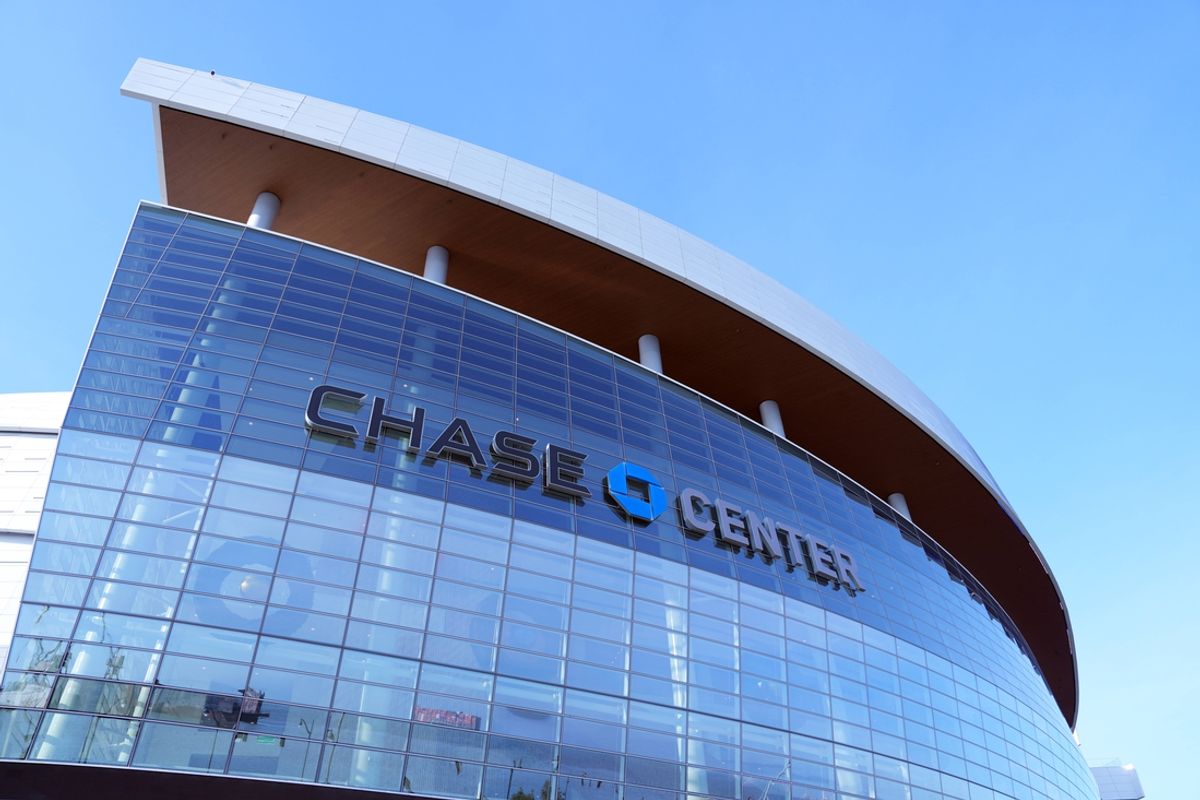 Dec 15, 2024; San Francisco, California, USA; An exterior view of the arena before the game between the Golden State Warriors and the Dallas Mavericks at Chase Center. Mandatory Credit: Darren Yamashita-Imagn Images