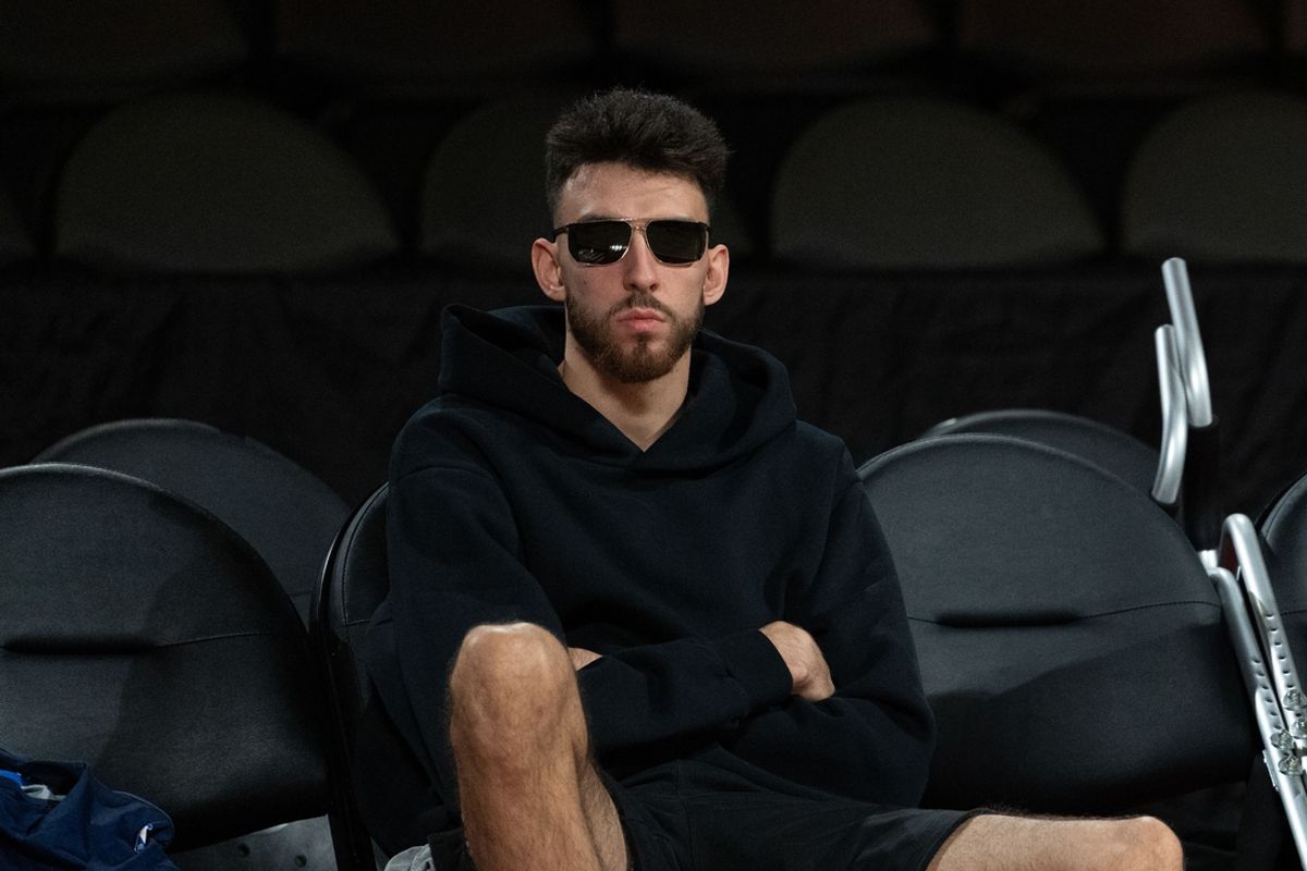 December 13, 2024; Las Vegas, Nevada, USA; Oklahoma City Thunder forward Chet Holmgren (7) during practice prior to the Emirates NBA Cup semi-finals at T-Mobile Arena. Mandatory Credit: Kyle Terada-Imagn Images
