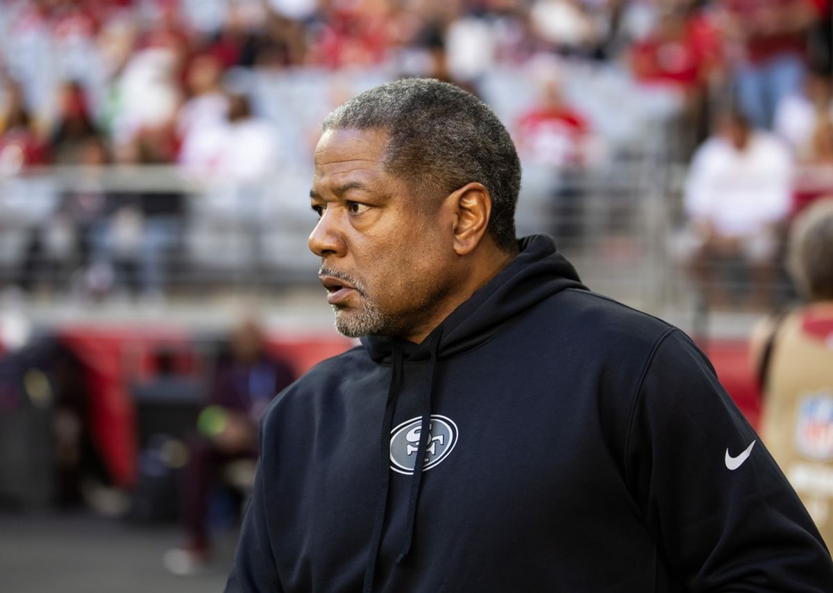 Dec 17, 2023; Glendale, Arizona, USA; San Francisco 49ers defensive coordinator Steve Wilks against the Arizona Cardinals at State Farm Stadium. Mandatory Credit: Mark J. Rebilas-USA TODAY Sports