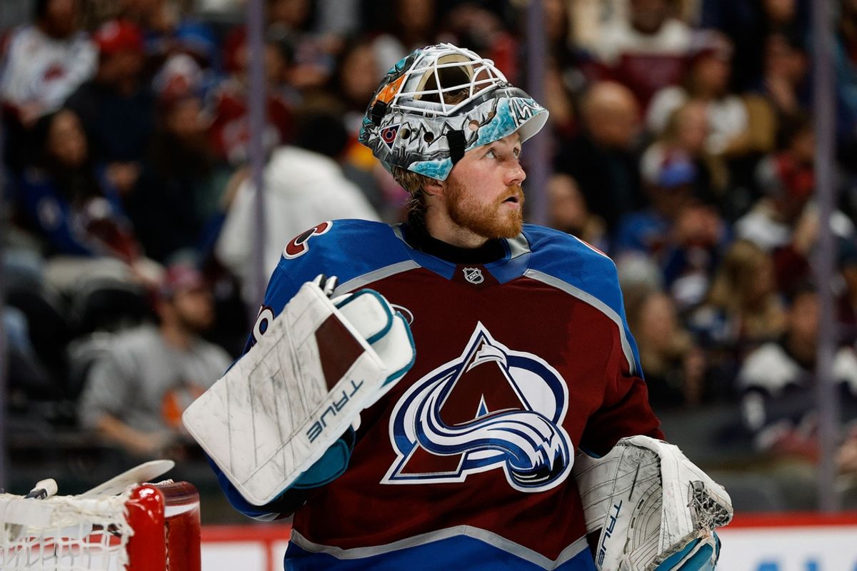 Dec 22, 2024; Denver, Colorado, USA; Colorado Avalanche goaltender Mackenzie Blackwood (39) before the start of the third period against the Seattle Kraken at Ball Arena. Mandatory Credit: Isaiah J. Downing-Imagn Images