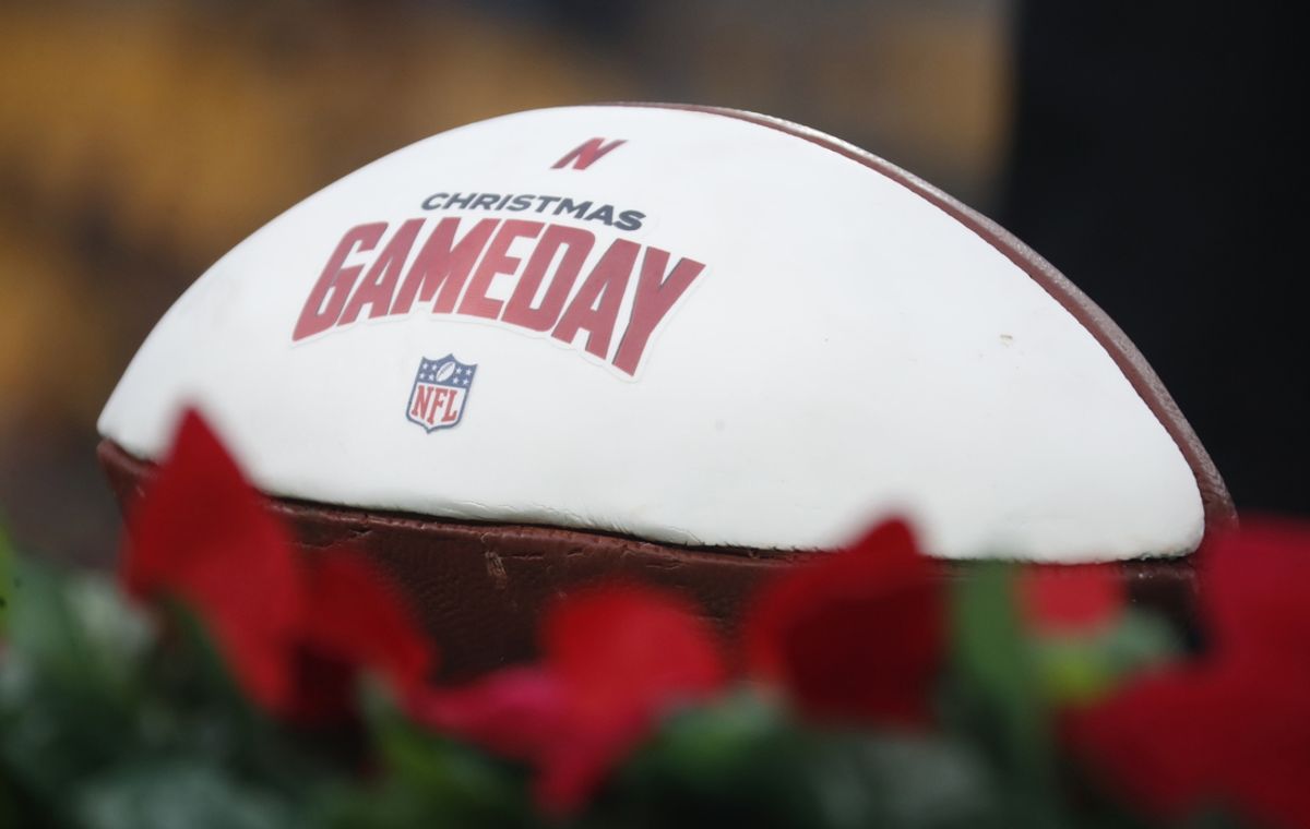 Dec 25, 2024; Pittsburgh, Pennsylvania, USA;  Netflix Christmas GameDay cake seen after the Kansas City Chiefs defeated the Pittsburgh Steelers at Acrisure Stadium. Mandatory Credit: Charles LeClaire-Imagn Images
