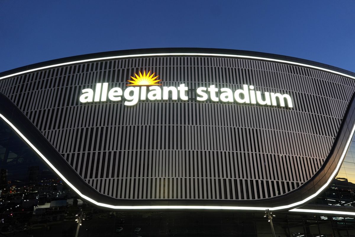 Dec 27, 2024; Las Vegas, NV, USA; A general overall view of the Allegiant Stadium exterior. Mandatory Credit: Kirby Lee-Imagn Images
