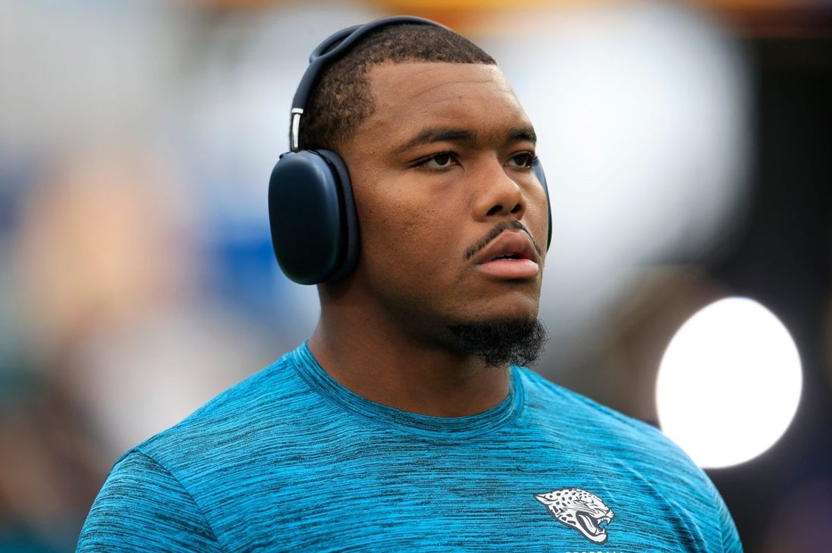 Jacksonville Jaguars defensive end Travon Walker (44) looks on before an NFL football matchup Sunday, Dec. 29, 2024 at EverBank Stadium in Jacksonville, Fla. [Corey Perrine/Florida Times-Union]