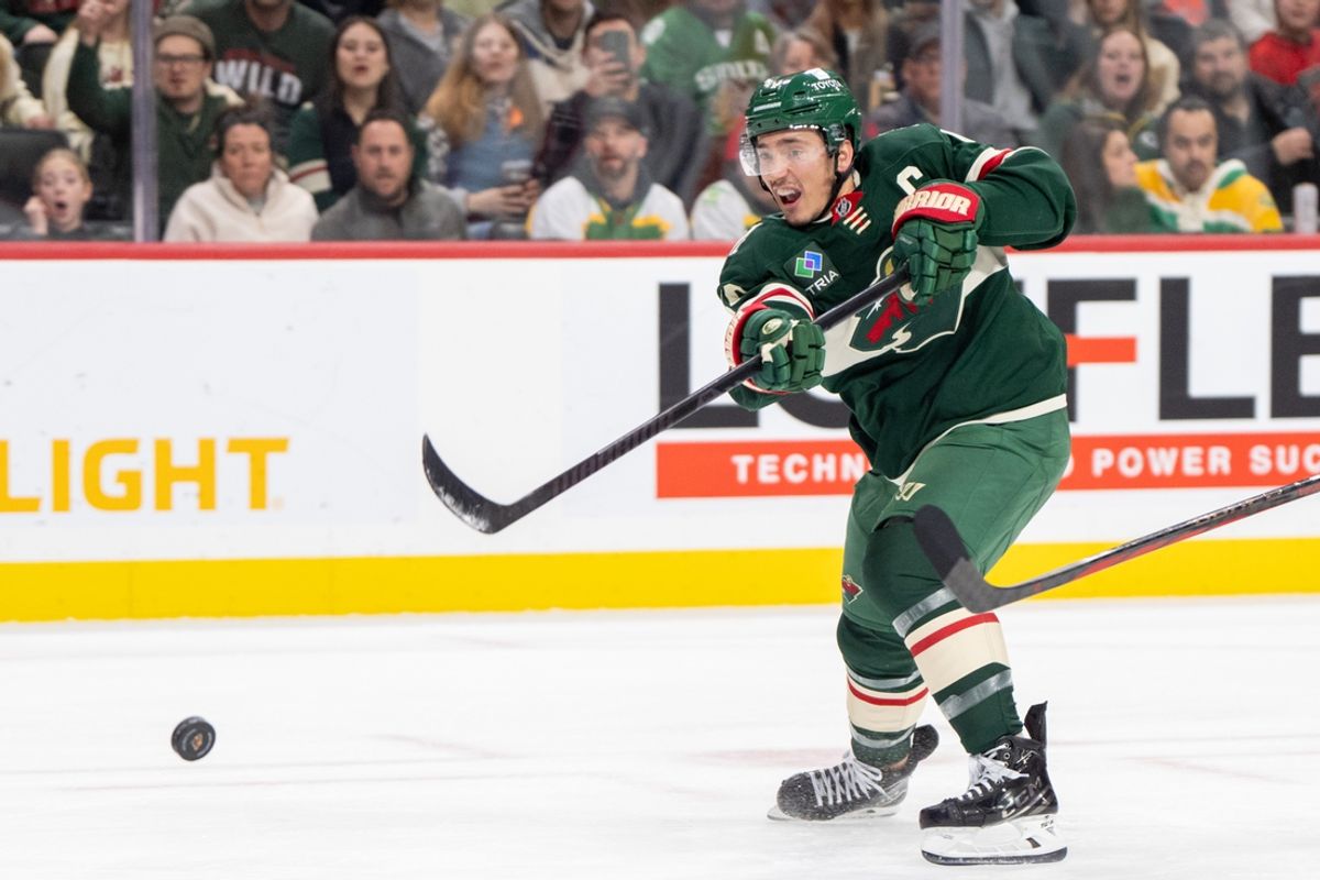 Dec 29, 2024; Saint Paul, Minnesota, USA; Minnesota Wild defenseman Jared Spurgeon (46) shoots on a breakaway against the Ottawa Senators in the second period at Xcel Energy Center. Mandatory Credit: Matt Blewett-Imagn Images