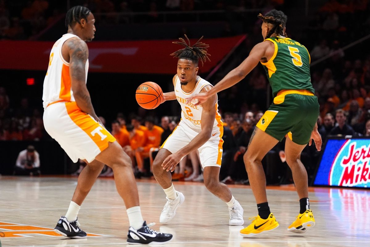 Tennessee guard Chaz Lanier (2) during a college basketball game between Tennessee and Norfolk State held at Thompson-Boling Arena at Food City Center in Knoxville, Tenn., on Tuesday, Dec. 31, 2024.