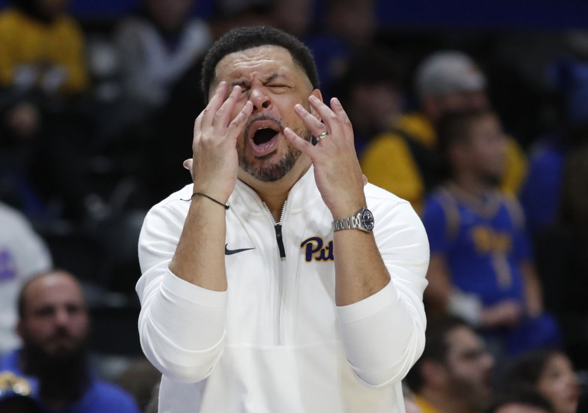 Jan 1, 2025; Pittsburgh, Pennsylvania, USA;  Pittsburgh Panthers head coach Jeff Capel reacts on the sidelines against the California Golden Bears during the second half at the Petersen Events Center. Mandatory Credit: Charles LeClaire-Imagn Images