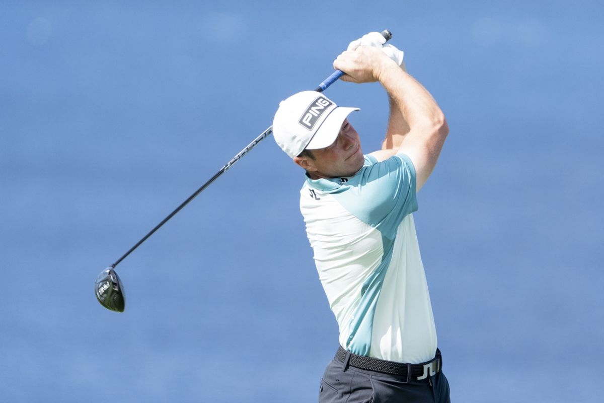 January 2, 2025; Maui, Hawaii, USA; Viktor Hovland hits his tee shot on the 13th hole during the first round of The Sentry golf tournament at Plantation Course at Kapalua. Mandatory Credit: Kyle Terada-Imagn Images