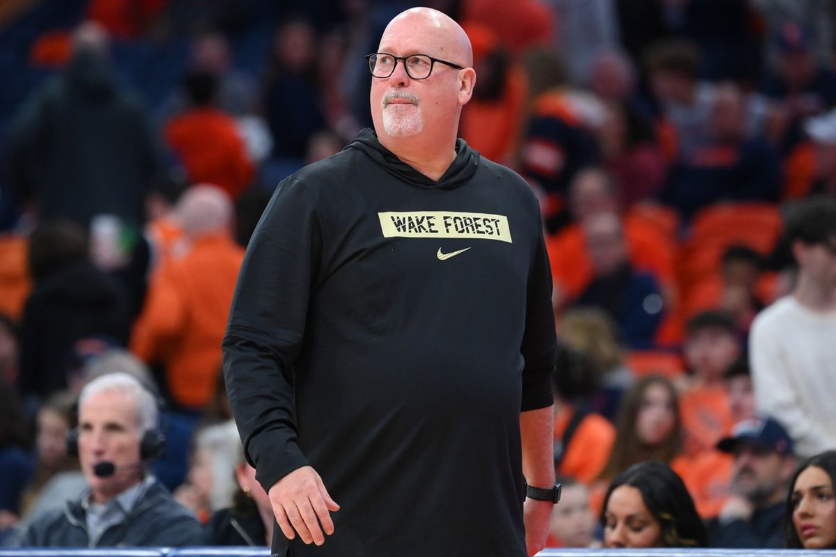 Dec 31, 2024; Syracuse, New York, USA; Wake Forest Demon Deacons head coach Steve Forbes looks on during the second half against the Syracuse Orange at the JMA Wireless Dome. Mandatory Credit: Rich Barnes-Imagn Images