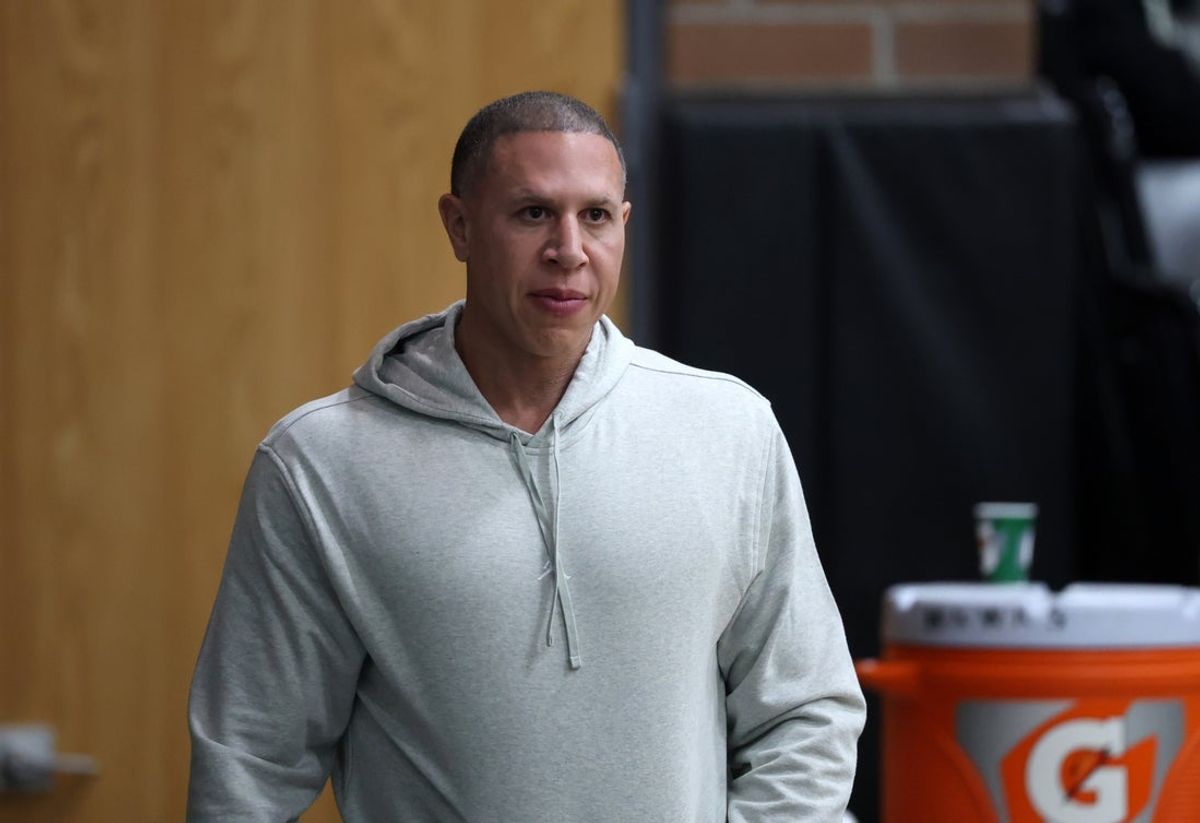 Jan 3, 2025; Gilbert, AZ, USA; Mike Bibby in attendance of the CIA Bella Vista (AZ) game against Arizona Compass Prep during the Hoophall West High School Invitational at Highland High School. Mandatory Credit: Mark J. Rebilas-Imagn Images