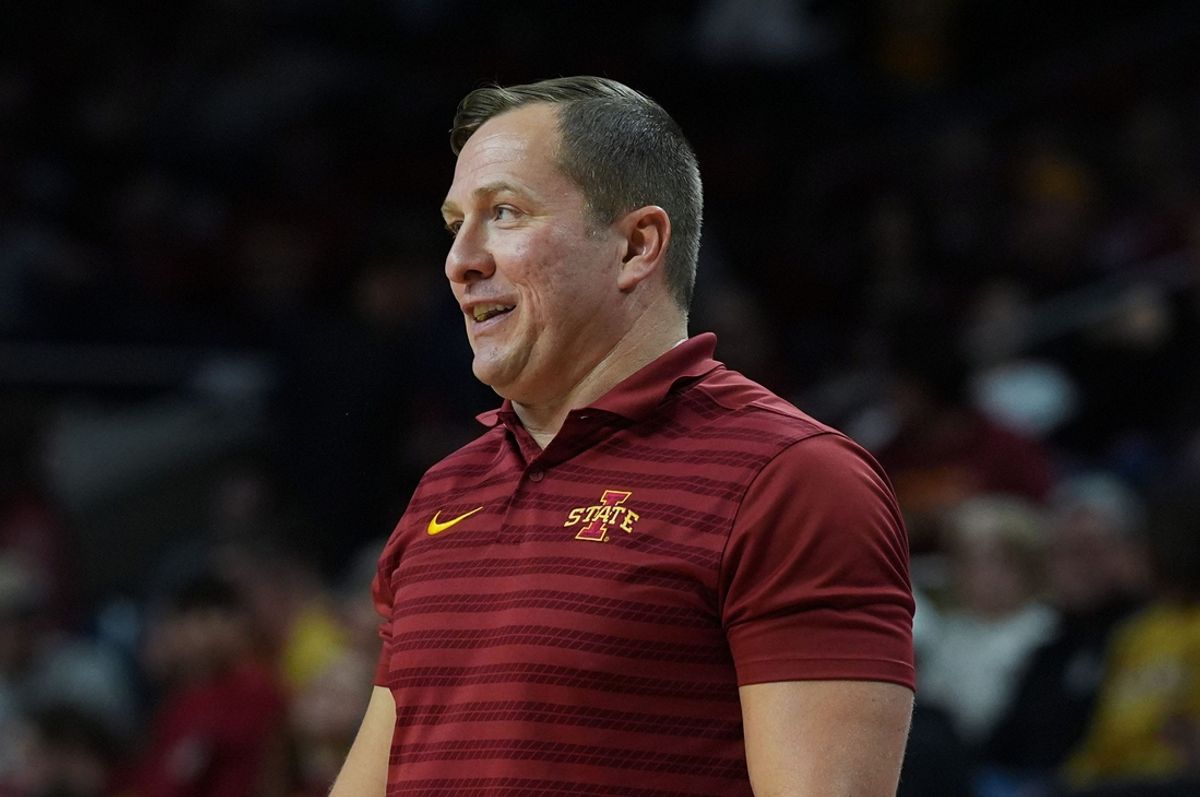Iowa State Cyclones men's basketball head coach T.J. Otzelberger watches the final minutes of the match during the second half in the Big-12 men’s basketball at Hilton Coliseum on Jan. 7, 2025 in Ames, Iowa.